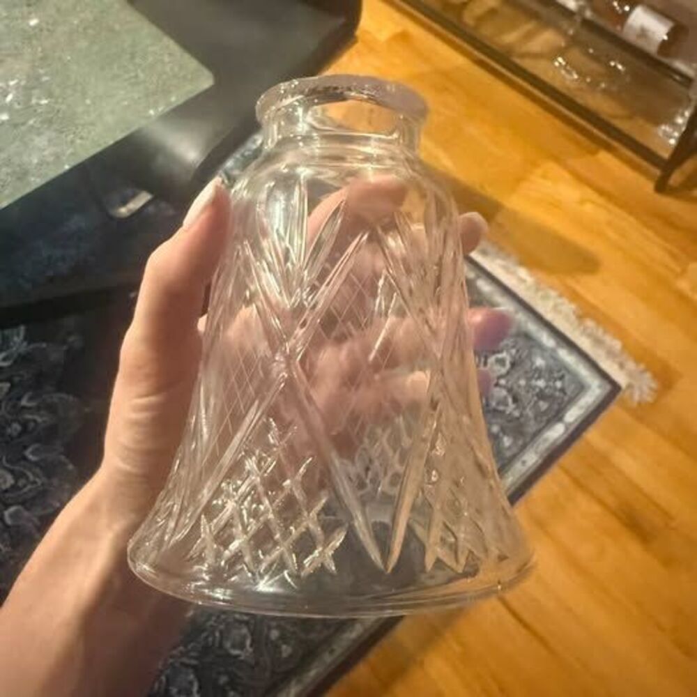 Vintage Cut Glass Bell Lamp Shade - shade only